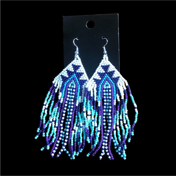 New Southwestern Boho Intricate Handmade Beaded Earrings - Picture 9 of 12